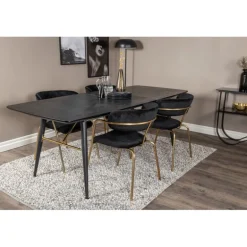 Guld Spisebordssæt - Sort og Messing