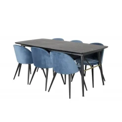 Guld Spisebordssæt - Sort og Blå