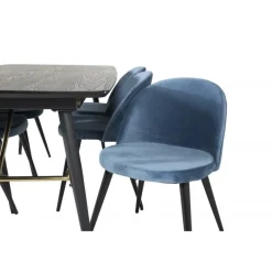 Guld Spisebordssæt - Sort og Blå