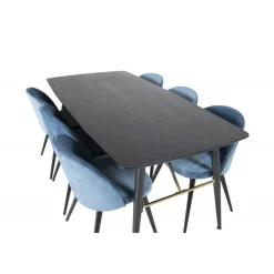 Guld Spisebordssæt - Sort og Blå