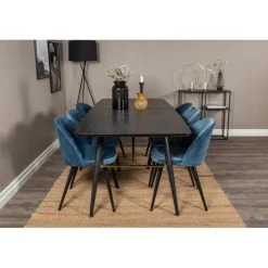 Guld Spisebordssæt - Sort og Blå