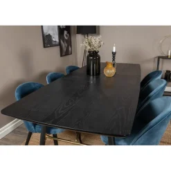 Guld Spisebordssæt - Sort og Blå