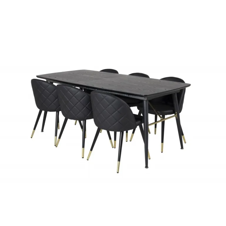 Guld Spisebordssæt - Sort og Messing