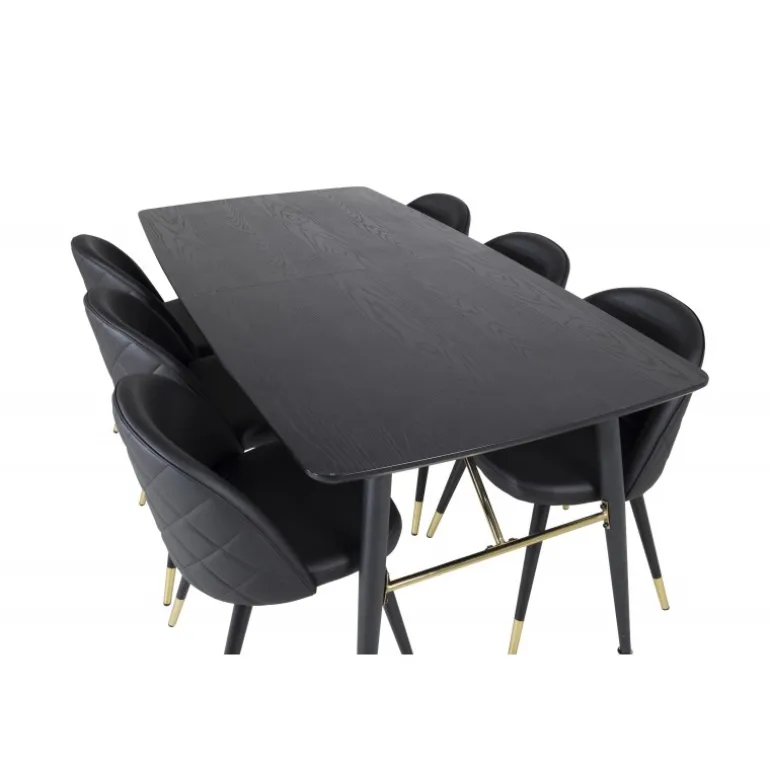 Guld Spisebordssæt - Sort og Messing