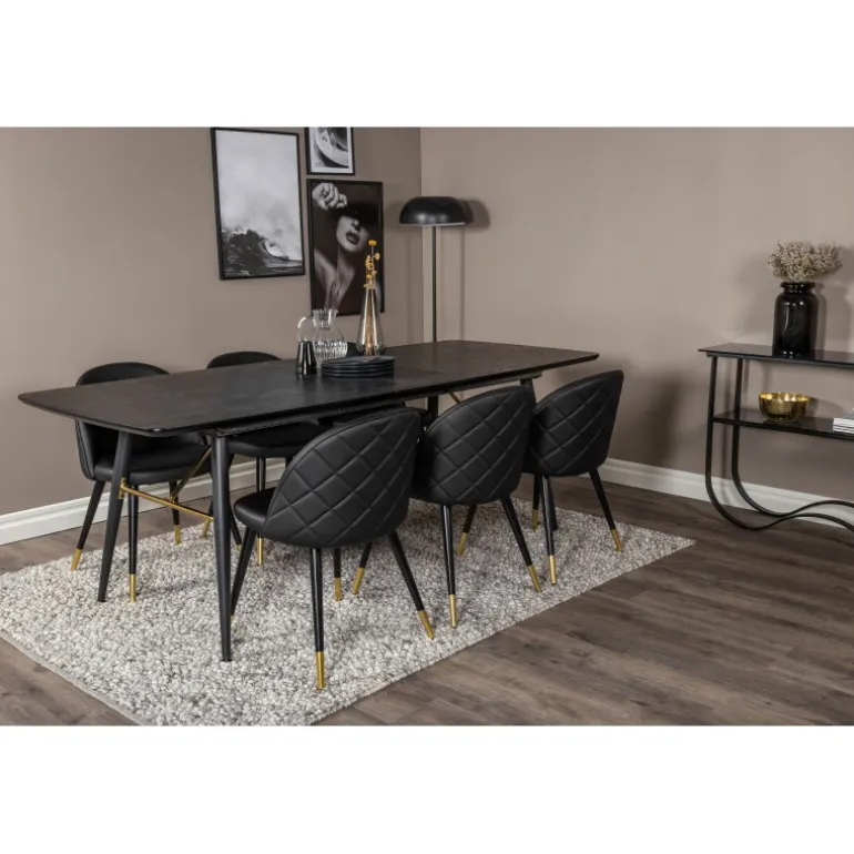 Guld Spisebordssæt - Sort og Messing