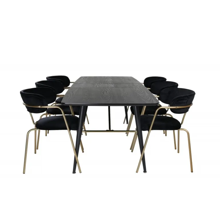 Guld Spisebordsæt - Sort og Messing