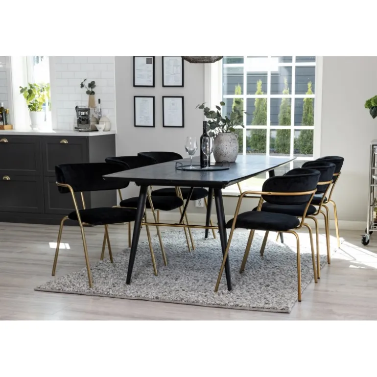 Guld Spisebordsæt - Sort og Messing