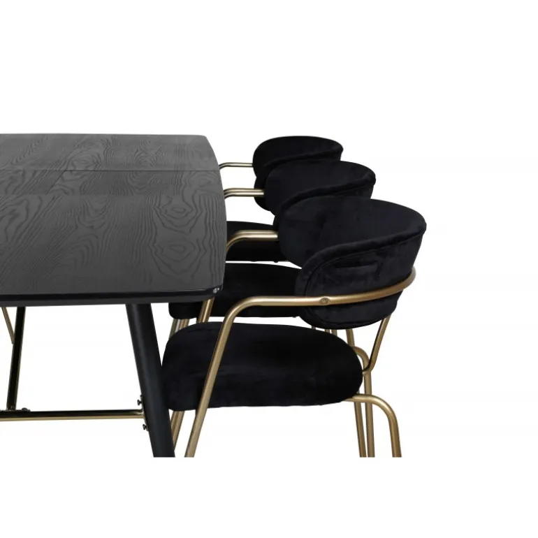 Guld Spisebordsæt - Sort og Messing