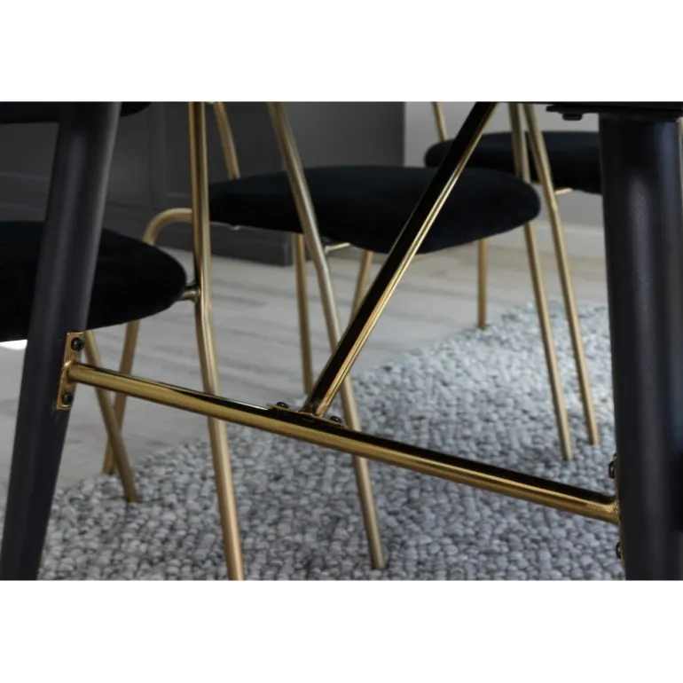 Guld Spisebordsæt - Sort og Messing