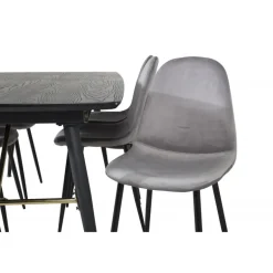 Guld Spisestue Sæt - Sort, Messing og Lysegrå