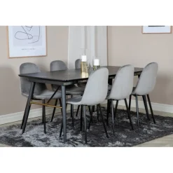 Guld Spisestue Sæt - Sort, Messing og Lysegrå