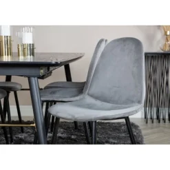 Guld Spisestue Sæt - Sort, Messing og Lysegrå