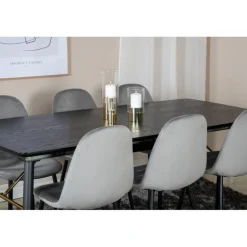 Guld Spisestue Sæt - Sort, Messing og Lysegrå