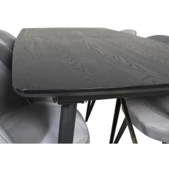 Guld Spisestuesæt - Sort, Messing og Lysegrå