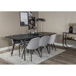 Guld Spisestuesæt - Sort, Messing og Lysegrå