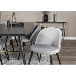 Guld Spisestuesæt - Sort, Messing og Lysegrå