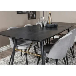 Guld Spisestuesæt - Sort, Messing og Lysegrå