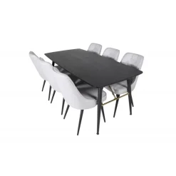 Guld Spisestuesæt - Sort, Messing og Lysegrå