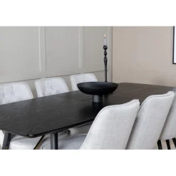 Guld Spisestuesæt - Sort, Messing og Lysegrå