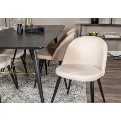 Guld t Spisebordssæt - Beige og Sort