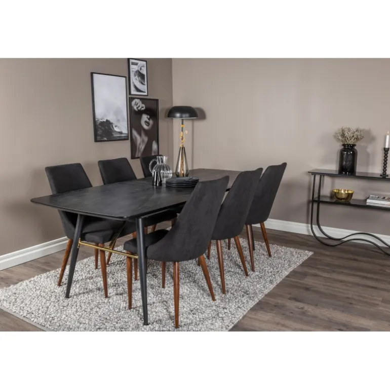 Guld t Spisebordssæt - Sort og Messing