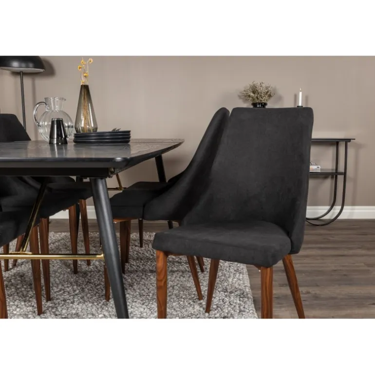 Guld t Spisebordssæt - Sort og Messing