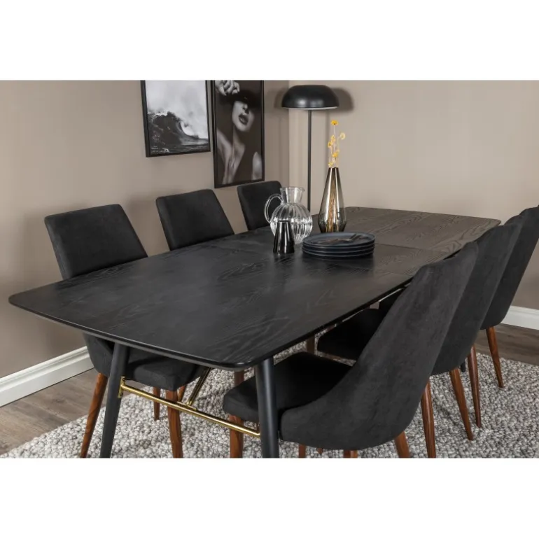 Guld t Spisebordssæt - Sort og Messing