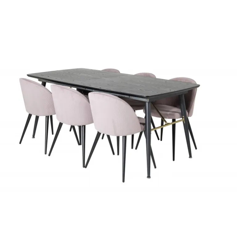 Guld t Spisebordssæt - Sort og Pink