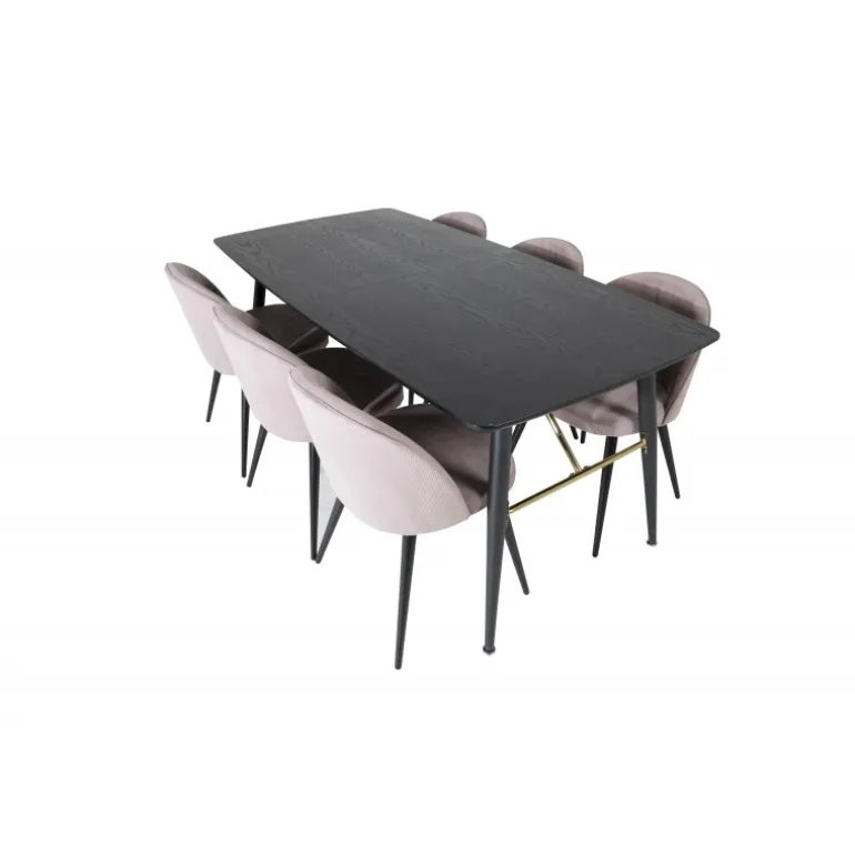 Guld t Spisebordssæt - Sort og Pink