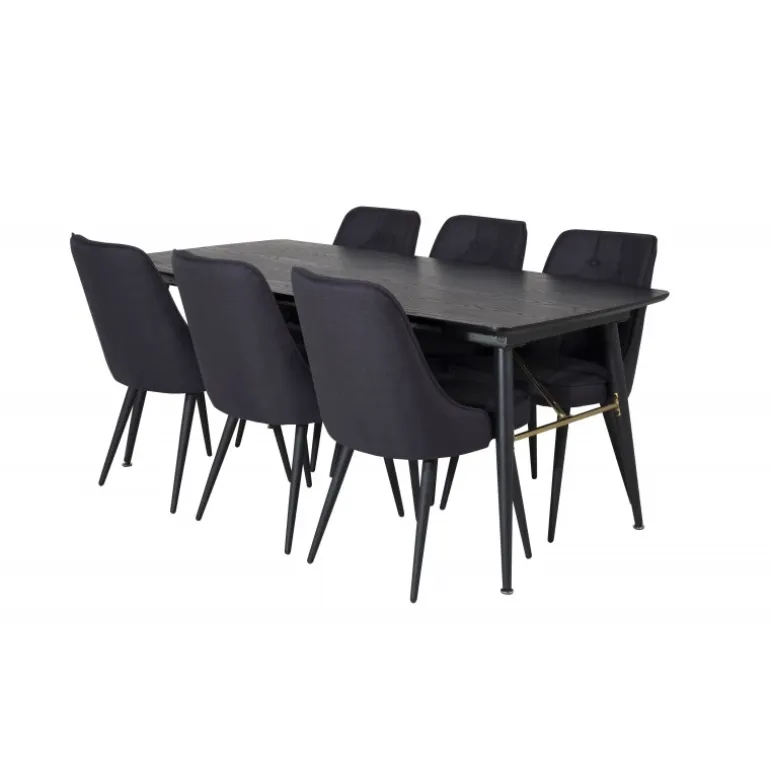 Guld t Spisebordssæt - Sort og Messing