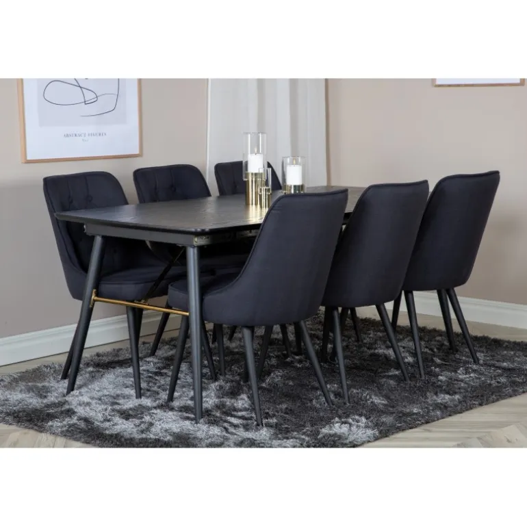 Guld t Spisebordssæt - Sort og Messing