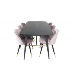 Guld t Spisebordssæt - Sort og Pink