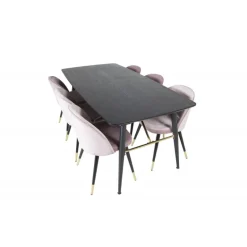 Guld t Spisebordssæt - Sort og Pink