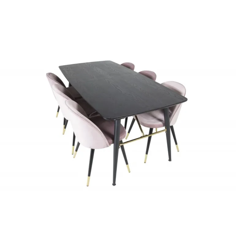 Guld t Spisebordssæt - Sort og Pink