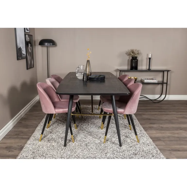 Guld t Spisebordssæt - Sort og Pink