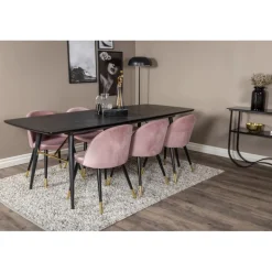 Guld t Spisebordssæt - Sort og Pink