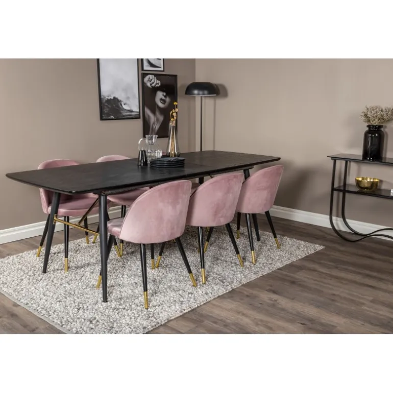 Guld t Spisebordssæt - Sort og Pink