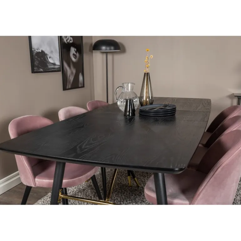 Guld t Spisebordssæt - Sort og Pink