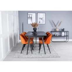 Guld t Spisebordssæt - Sort, Messing og Light Cognac