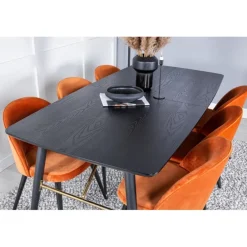 Guld t Spisebordssæt - Sort, Messing og Light Cognac