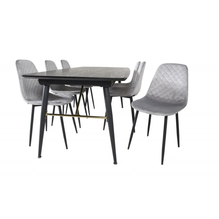 Guld t Spisebordssæt - Sort og Grå