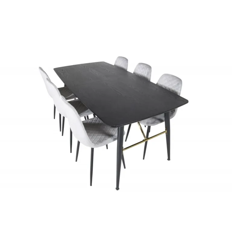 Guld t Spisebordssæt - Sort og Grå