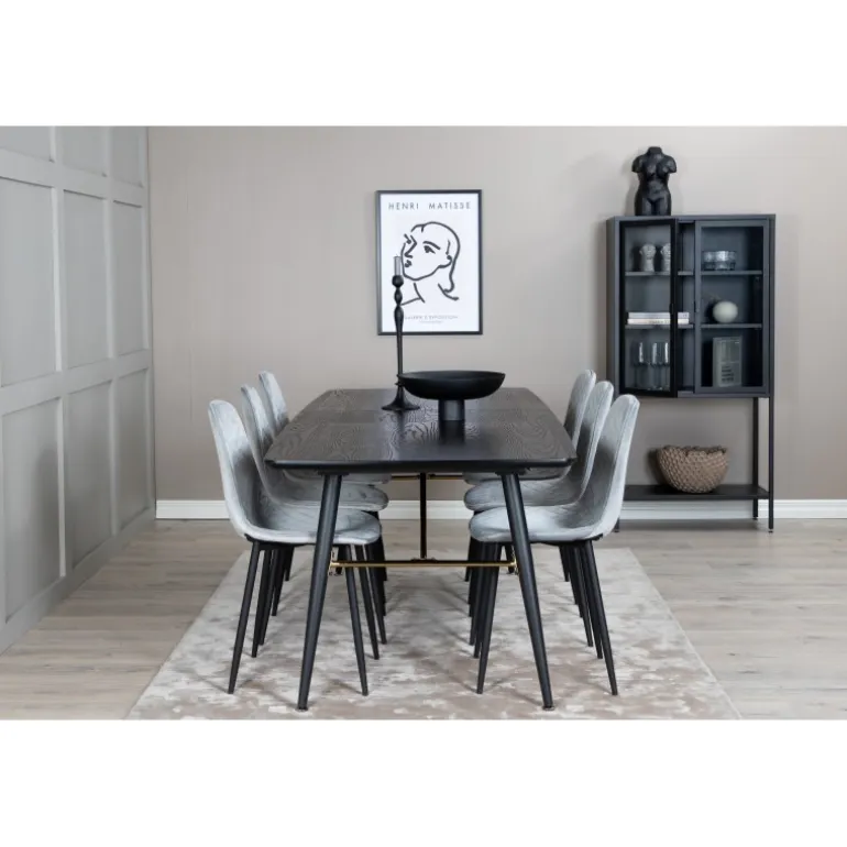 Guld t Spisebordssæt - Sort og Grå