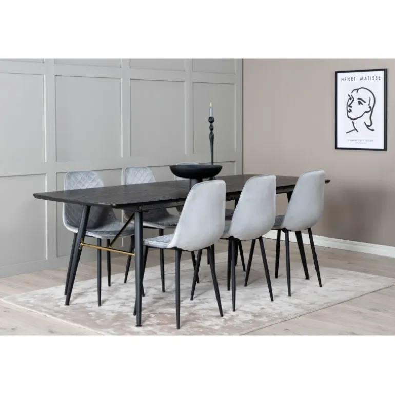 Guld t Spisebordssæt - Sort og Grå