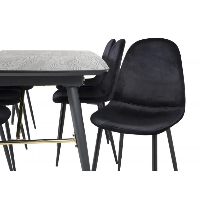 Guld t Spisebordssæt - Sort og Messing