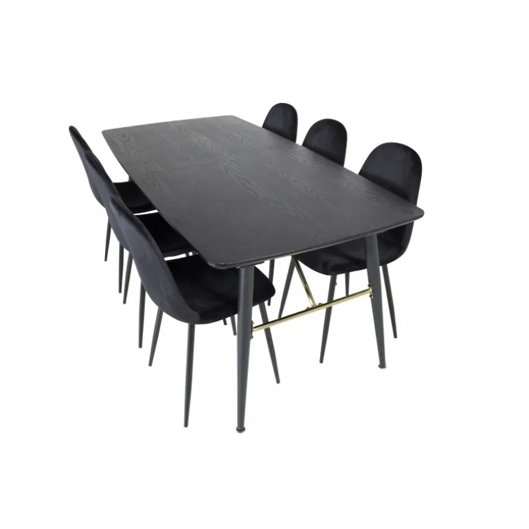 Guld t Spisebordssæt - Sort og Messing