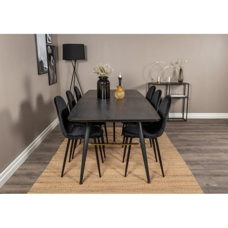 Guld t Spisebordssæt - Sort og Messing