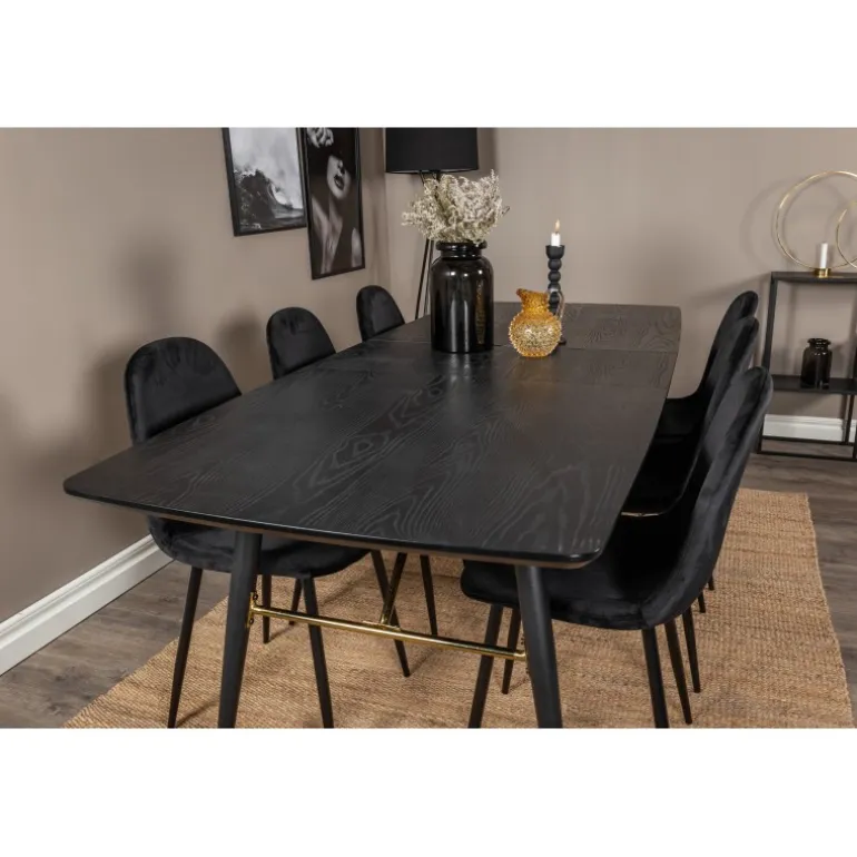 Guld t Spisebordssæt - Sort og Messing