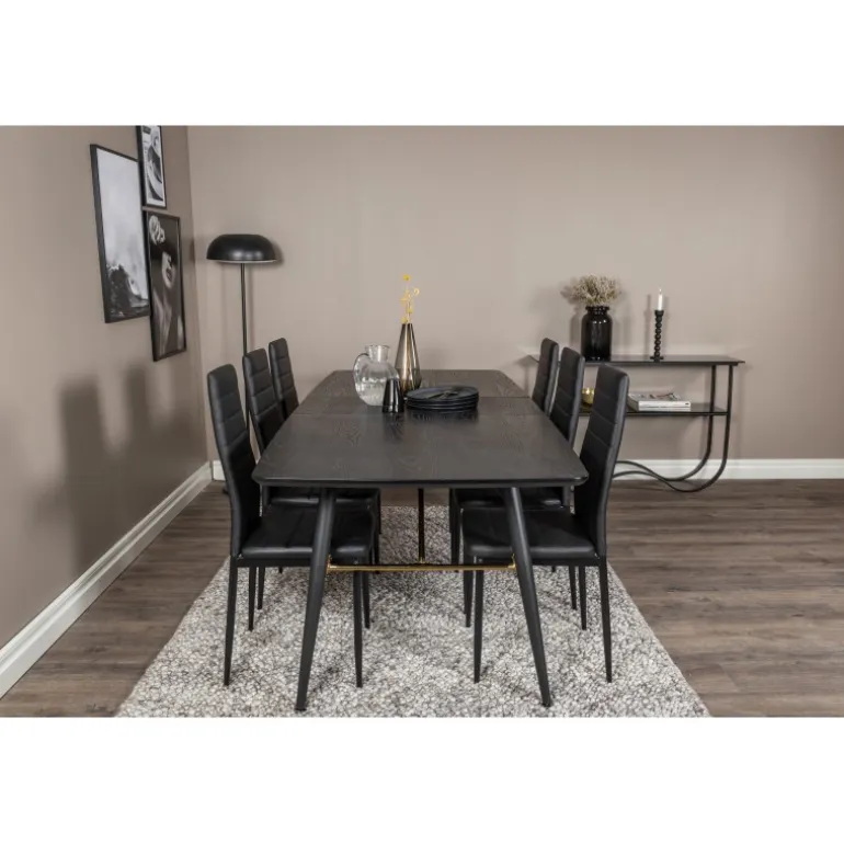 Guld t Spisebordssæt - Sort og Messing