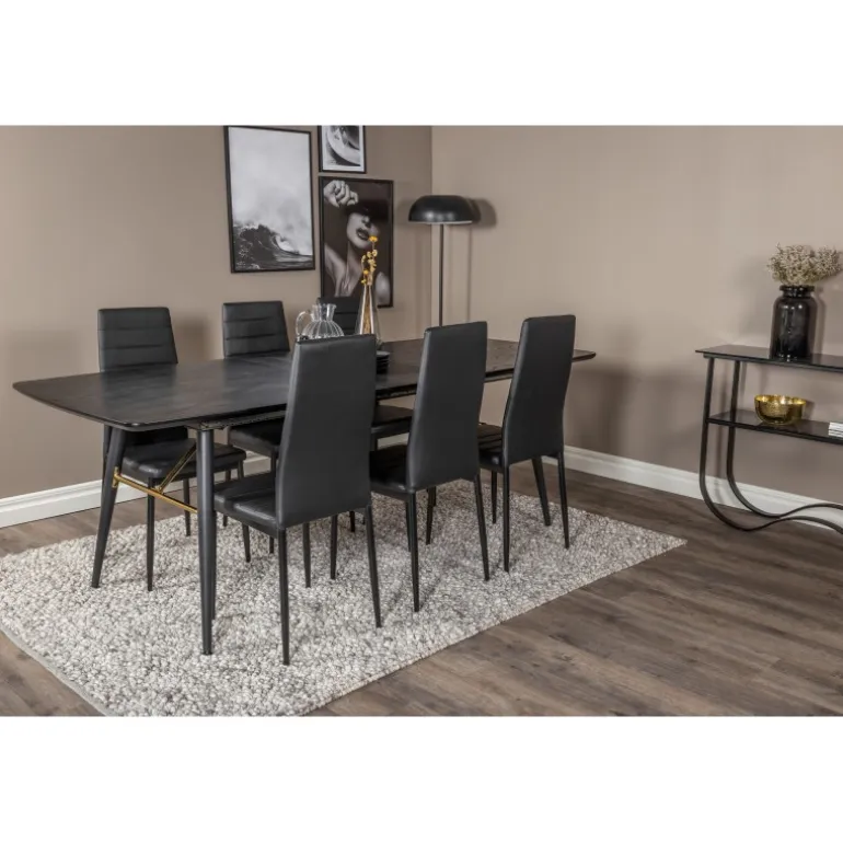 Guld t Spisebordssæt - Sort og Messing